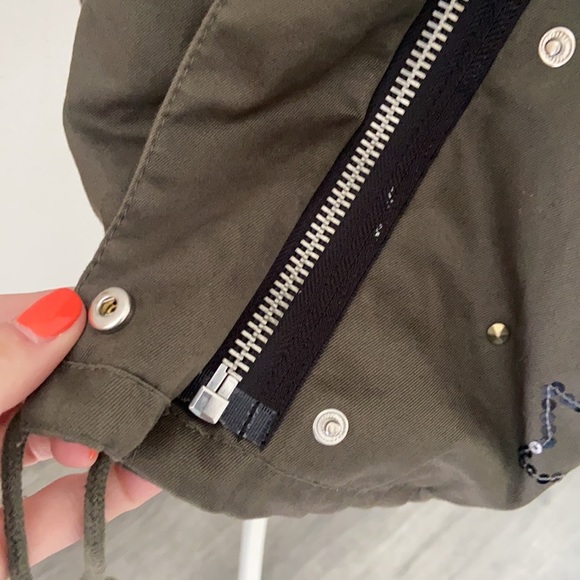 H&M embroidered army jacket green studded embellished parka fall grunge vibes 6 - Picture 16 of 16
